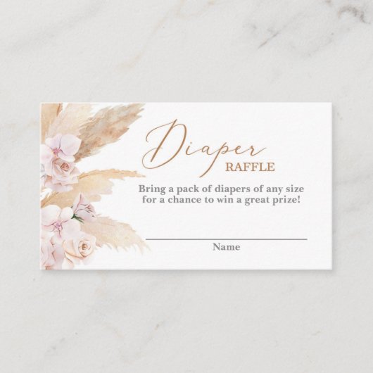 Pampas Grass Disert Diaper Raffle Informatiekaartje (Voorkant)