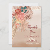 Pampas Grass Dried Floral Terracotta Boho Wedding Bedankkaart (Voorkant)