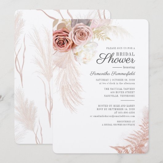 Pampas Grass Dried Floral Terracotta Vrijgezellenf Kaart (Voorkant / Achterkant)