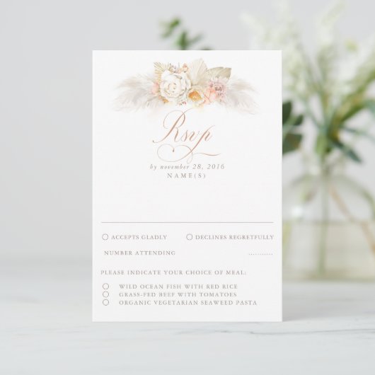 Pampas Grass Dried Foliage Wedding RSVP (Staand voorkant)