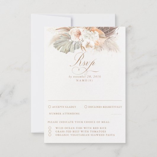 Pampas Grass Dried Foliage Wedding RSVP (Voorkant)
