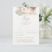 Pampas Grass Dried Foliage Wedding RSVP Kaartje (Staand voorkant)