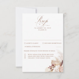 Pampas Grass Dried Foliage Wedding RSVP Kaartje