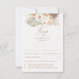 Pampas Grass Dried Foliage Wedding RSVP Kaartje
