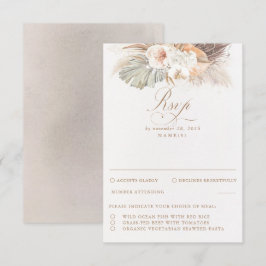 Pampas Grass Dried Foliage Wedding RSVP Kaartje