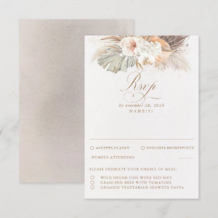 Pampas Grass Dried Foliage Wedding RSVP Kaartje
