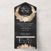Pampas Grass Dried Palm Black Wedding All In One Uitnodiging (Binnen)