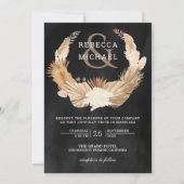 Pampas Grass Dried Palm Black Wedding Kaart (Voorkant)
