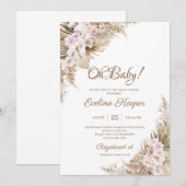 Pampas Grass Dried Palm Blush Roos Orchid Oh Baby  Kaart (Voorkant / Achterkant)