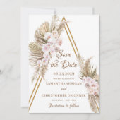 Pampas Grass Dried Palm Faux Gold Arch Dusty Roos Save The Date (Voorkant)