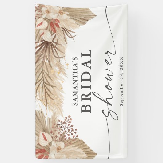 Pampas Grass Dried Palm Vrijgezellenfeest Spandoek (Verticaal)