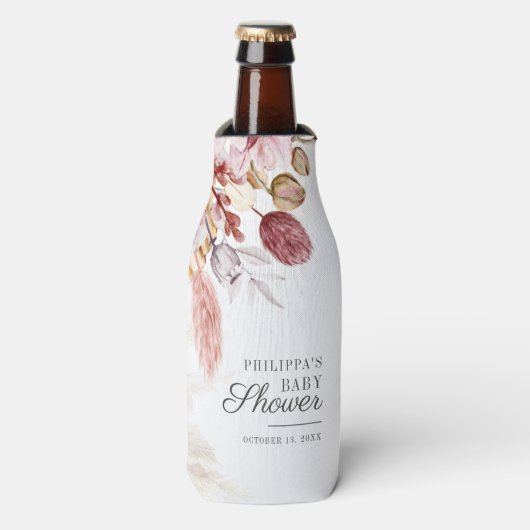 Pampas Grass Dried Palms Terracotta Baby shower Flesjeskoeler (Fles Voorkant)