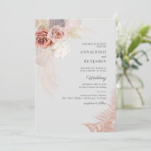 Pampas Grass Dried Palms Waterverf Wedding Kaart (Staand voorkant)