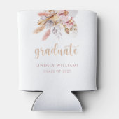 Pampas Grass Dusty Pink Boho Floral Afstuderen Blikjeskoeler (Achterkant)