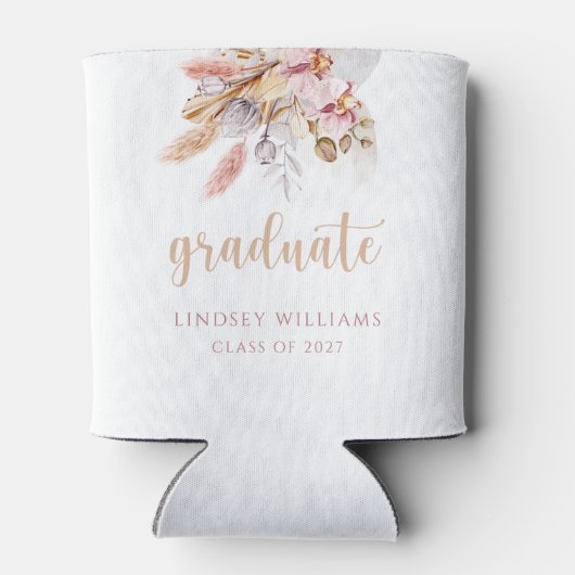 Pampas Grass Dusty Pink Boho Floral Afstuderen Blikjeskoeler (Achterkant)