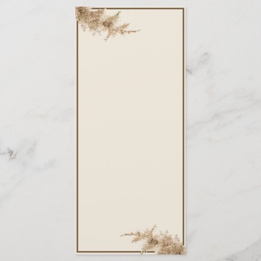 Pampas Grass Earthy Bohemian Exotic Wedding Menu (Achterkant)