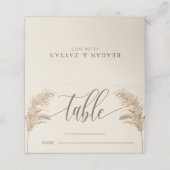 Pampas Grass Earthy Bohemian Wedding Table Plaatskaartje (Buitenkant ongevouwen)