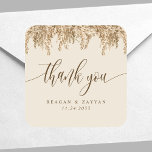 Pampas Grass Earthy Boho Exotic Wedding Dank je Vierkante Sticker<br><div class="desc">Pampas Grass Earthy Boho Exotic Wedding Dank u Sticker plein</div>