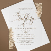 Pampas Grass Earthy Exotic Calligraphy Wedding Acryl Uitnodigingen