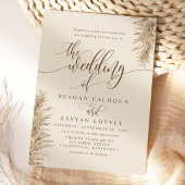 Pampas Grass Earthy Exotic Calligraphy Wedding Kaart