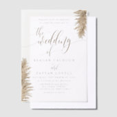 Pampas Grass Earthy Exotic Calligraphy Wedding Vellum Uitnodigingen (Offset)