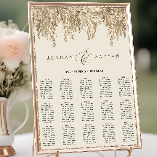Pampas Grass Earthy Exotic Wedding Seating Chart Poster