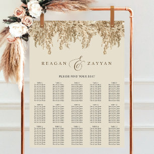 Pampas Grass Earthy Exotic Wedding Seating Chart Poster