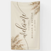 Pampas Grass Earthy Exotic Weduwwelkomstwoord Spandoek (Verticaal)