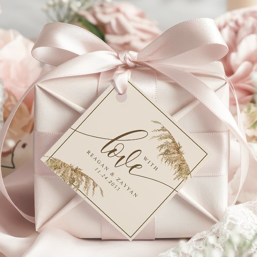 Pampas Grass Earthy met Love Weddenschap Bedankjes Labels