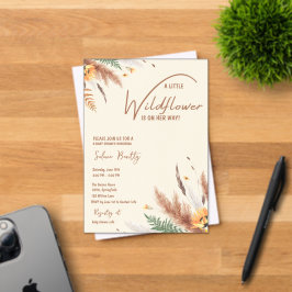 Pampas Grass Een Little Wildflower Baby Meisje Dou Acryl Uitnodigingen