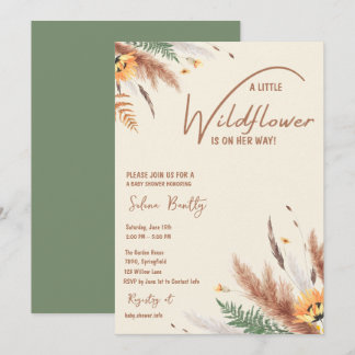 Pampas Grass Een Little Wildflower Baby Meisje Dou Kaart