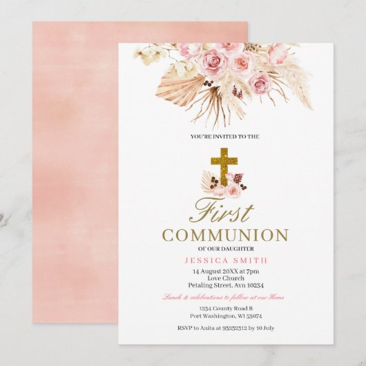 Pampas Grass Eerste Uitnodiging (Voorkant / Achterkant)