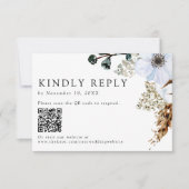 Pampas Grass Elegant Boho Wedding QR Code RSVP Kaartje (Voorkant)