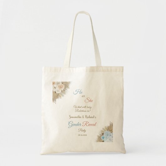Pampas Grass Elegant Gender Reveal Baby shower Tote Bag (Voorkant)
