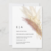 Pampas Grass Elegant Monogram Boho Roze Goud Kaart (Voorkant)