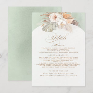 Pampas Grass Elegant Soft Pastel Weddenschap Detai Informatiekaartje