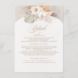 Pampas Grass Elegant Soft Pastel Weddenschap Detai Informatiekaartje