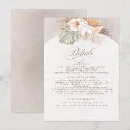 Pampas Grass Elegant Soft Pastel Weddenschap Detai Informatiekaartje