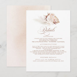 Pampas Grass Elegant Soft Pastel Weddenschap Detai Informatiekaartje