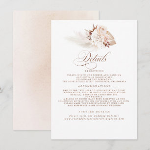 Pampas Grass Elegant Soft Pastel Weddenschap Detai Informatiekaartje