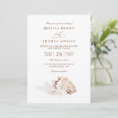 Pampas Grass Elegant Soft QR Code Wedding Kaart (Staand voorkant)