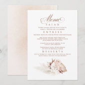 Pampas Grass Elegant Zacht Bruiloft Menu Kaart (Voorkant / Achterkant)