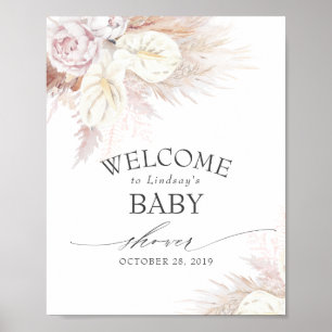 Pampas Grass en Anthuriums Baby shower Welkom Po Poster