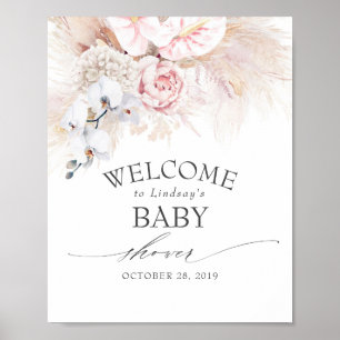 Pampas Grass en Anthuriums Baby shower Welkom Poster