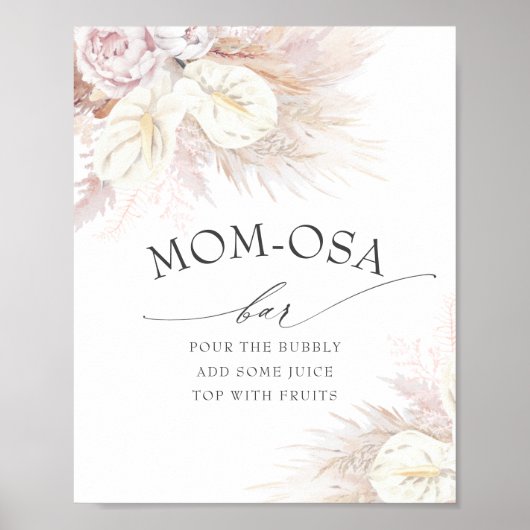 Pampas Grass en Anthuriums Mam-osa Bar Sign Poster (Voorkant)