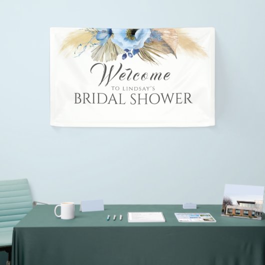 Pampas Grass en Blue Flower Vrijgezellenfeest Welk Spandoek (Beurs)