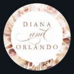 Pampas Grass en Cream Flowers Boho Wedding Ronde Sticker<br><div class="desc">Pampas gras floral boho bruiloft stickers</div>