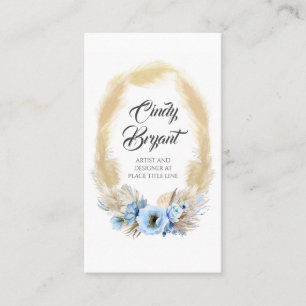 Pampas Grass en Dusty Blue Flowers Elegant Exotic Visitekaartje