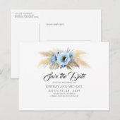 Pampas Grass en Dusty Blue Flowers Sla de datum op Briefkaart (Voorkant / Achterkant)