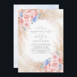 Pampas Grass en Elegant Flowers Engagement Party Kaart<br><div class="desc">De romantische exotische uitnodigingen van het verlovingsfeest</div>